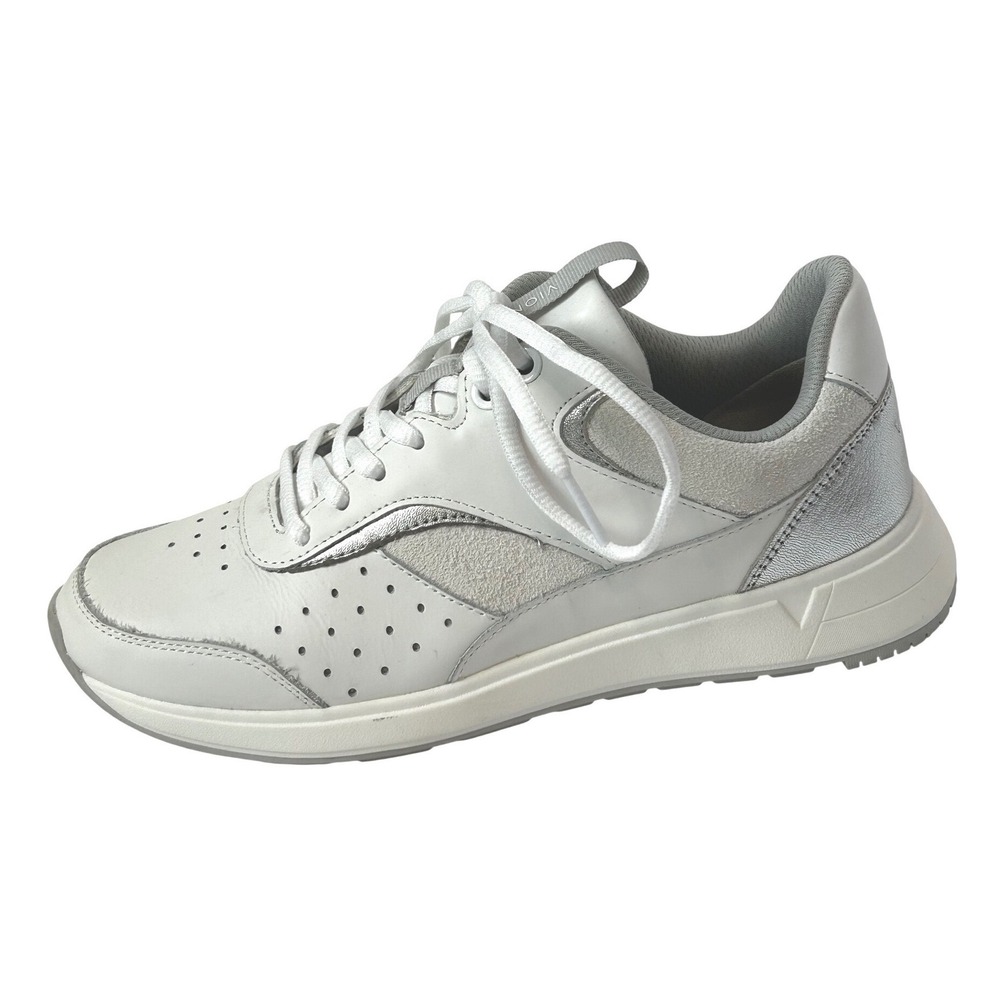 Vionic Nova Sneaker White Silver Leather Suede Orthotic Size 6.5